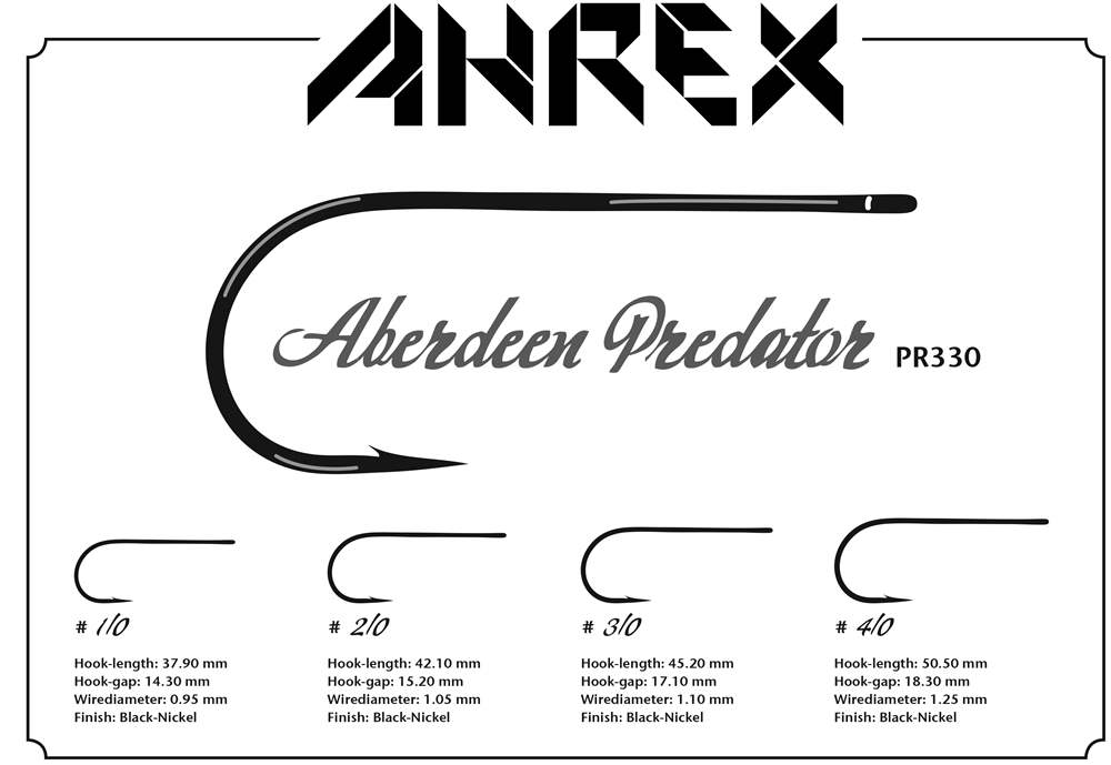 Ahrex Pr330 Aberdeen Predator #2/0 Fly Tying Hooks